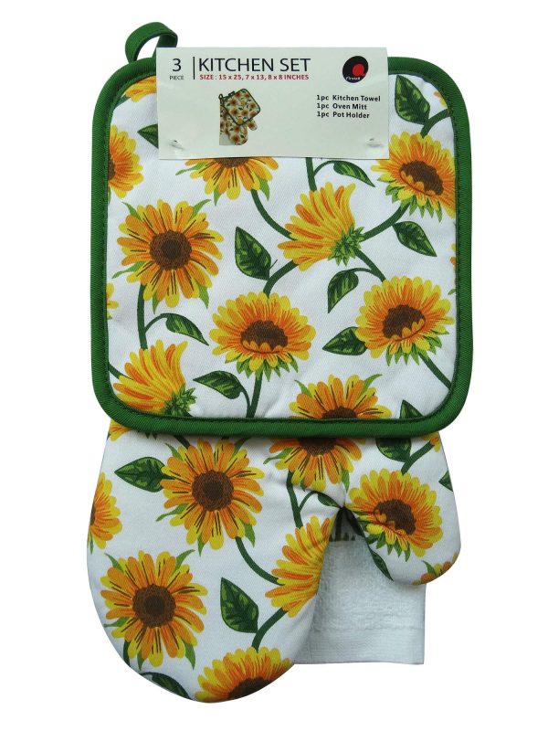 Kitchen Set -1 Kitchen Towel,1 Oven Mitt,1 Pot Holder