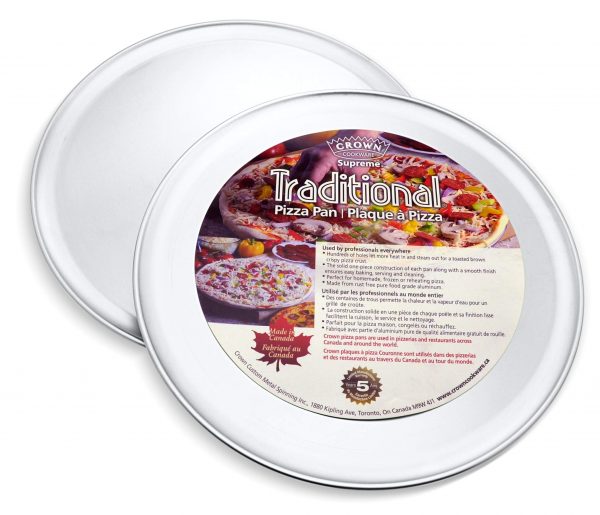 Crown Pizza Pan 12 inch, 2 Pack, Sturdy, Rust Free, Pure Aluminum, Made in Canada