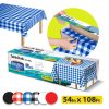Langine Tex 54 Inch x 108 Feet Disposable Plastic Tablecloth Roll Table Cover for Round, Rectangle, Square Tables Tablecloths for Picnic, Restaurant, Party, Banquet, Inside, Outside, Blue Checkered