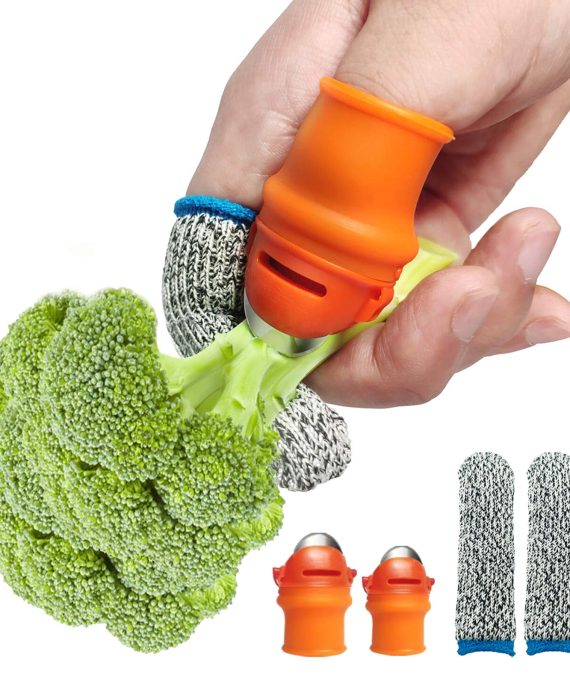E-POWIND Multipurpose Silicone Thumb Knife, Garden Herbs Picker Harvesting Picking Tools, Gardening Plant Pruning, Kitchen Food Preparation Vegetable Trimming, 2 Sets with Cut-Resistant Finger Guards