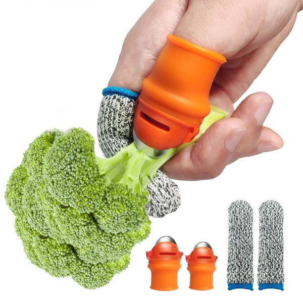 E-POWIND Multipurpose Silicone Thumb Knife, Garden Herbs Picker Harvesting Picking Tools, Gardening Plant Pruning, Kitchen Food Preparation Vegetable Trimming, 2 Sets with Cut-Resistant Finger Guards