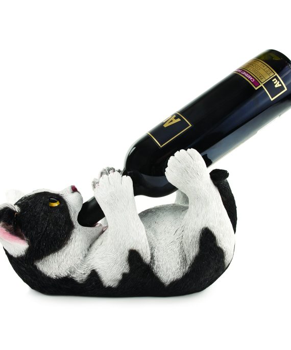 True Klutzy Kitty Countertop Bottle Holder Kitchen Decor Tabletop Wine Rack Animal Stand for Cat Lovers and Pet Owners, 11.50"