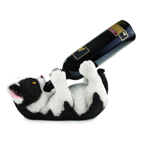 True Klutzy Kitty Countertop Bottle Holder Kitchen Decor Tabletop Wine Rack Animal Stand for Cat Lovers and Pet Owners, 11.50"