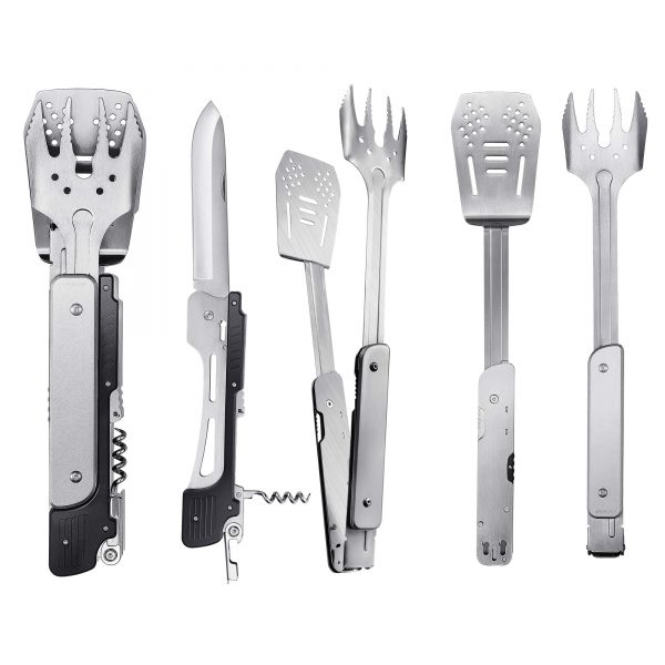 6-in-1 BBQ Multi Tool, Folding BBQ Tool Stainless Steel, Folding Grill Tool for Outdoor BBQ Grill