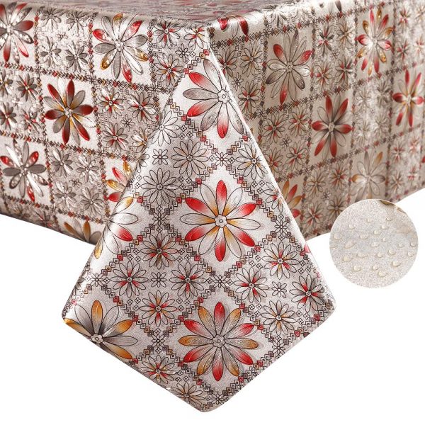 YADA Heavy Duty Premium Gold Vinyl Tablecloth,Wipeable Table Cover for Outdoor and Indoor, Used in Kitchen, Dining Room, Picnics and Parties, Water-Proof, Oil-Proof (B, 54''X54'' Inch Square)