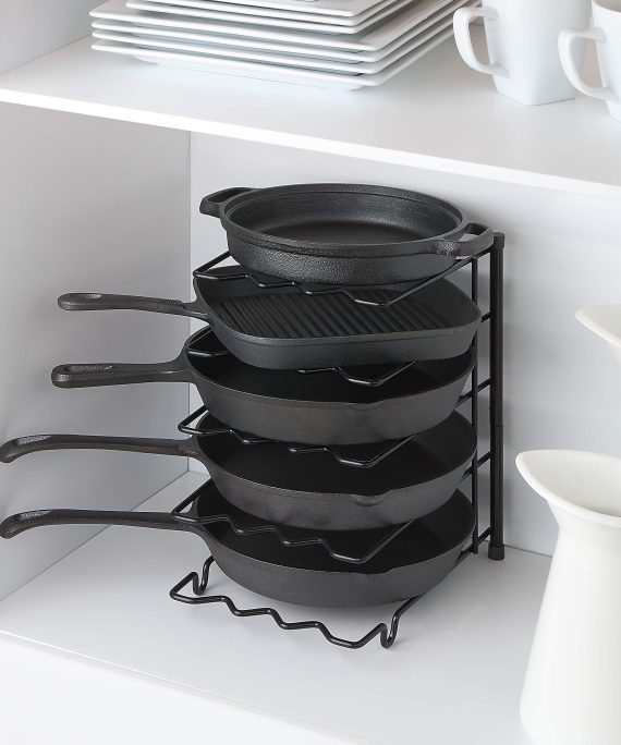 SunnyPoint Heavy Duty Kitchen Countertop Cabinet Pantry Pan, Pot Lid, and Pot Organizer Rack Holder, Bronze