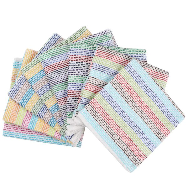Lifaith Kitchen Dish Cloths 100% Cotton Tea Towels, Soft and Absorbent, Everyday Kitchen Basic, Machine Washable Kitchen Dishcloths 13 x 13 Inch Set of 8 Multi Colors