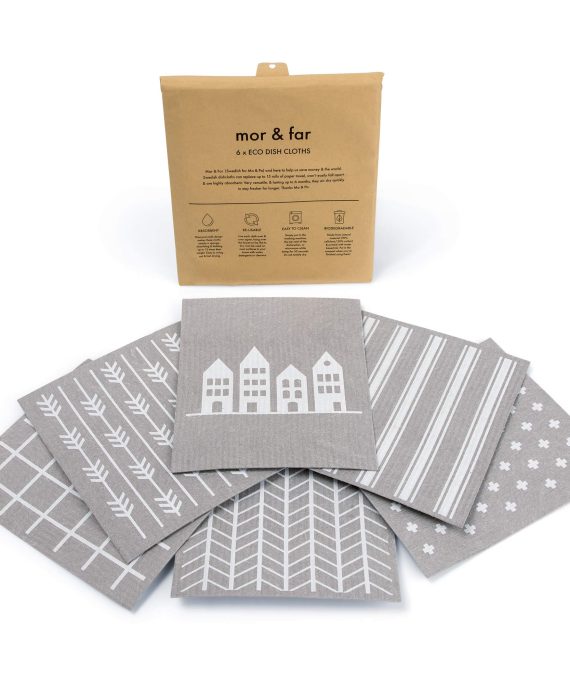 Set of 6 Classic Swedish Dishcloths - Biodegradable and Washable Kitchen Towels - Environmentally Friendly Scandinavian Dish Cloth, Use as Reusable Sponge or Paper Towels Alternative