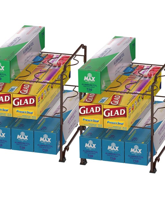 NEX Kitchen Wrap Organizer Rack - 2 PACK Stackable