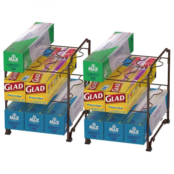 NEX Kitchen Wrap Organizer Rack - 2 PACK Stackable