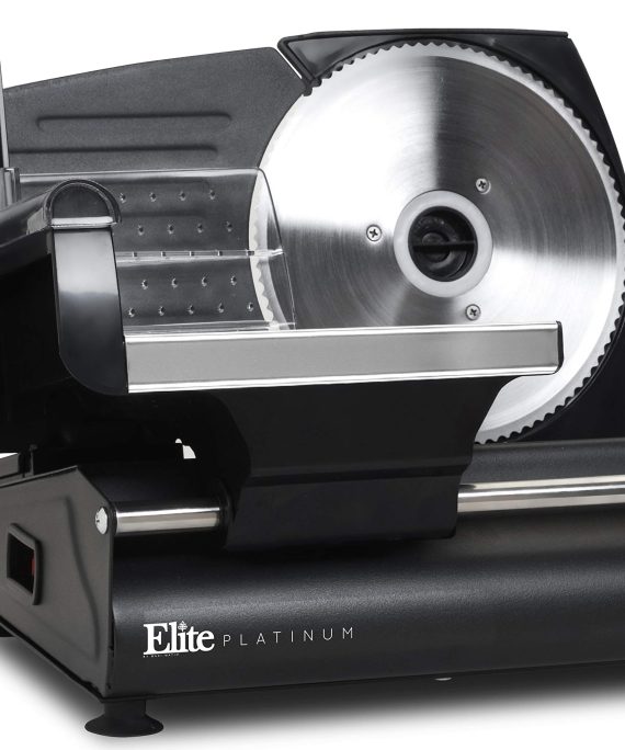 Elite Platinum Ultimate Precision Electric Deli Food Meat Slicer Removable Stainless Steel Blade, Adjustable Thickness, Ideal for Cold Cuts, Hard Cheese, Vegetables & Bread, 7.5”, Black