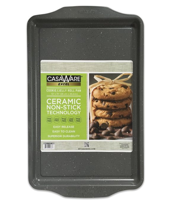 casaWare Excel Cookie/Jelly Roll 10 x 15-Inch Pan Ceramic Coated NonStick (Silver Granite)