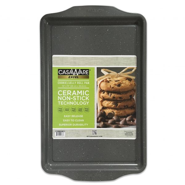 casaWare Excel Cookie/Jelly Roll 10 x 15-Inch Pan Ceramic Coated NonStick (Silver Granite)