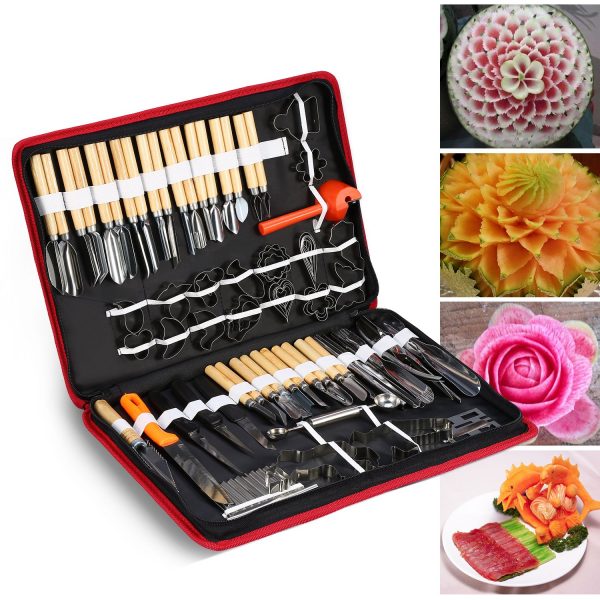 Carving Tools, 80PCS/Set Culinary Carving Peeling Tools Kit For Fruit/Vegetable Garnishing/Cutting/Slicing Set Garnish Tool Set Garnishing Cutting Slicing