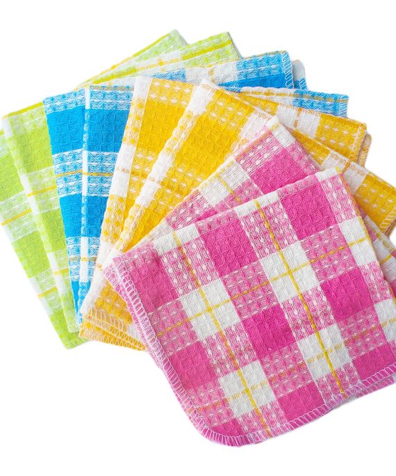 Honla Cotton Windowpane Kitchen Dish Cloths,Set of 8 in 4 Assorted Color,13 by 13 Inch,Machine Washable