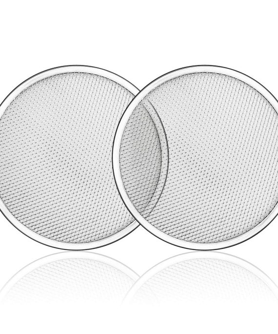 Tosnail 2 Pack 12 Inches Seamless Aluminum Pizza Screen Pizza Pan with Holes Pizza Mesh
