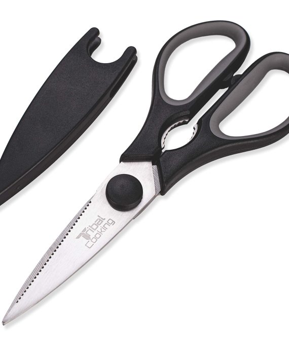 Tribal Cooking Heavy Duty Kitchen Scissors for Food - Multipurpose Stainless Steel Kitchen Shears with Cover - Dishwasher Safe Utility Scissors
