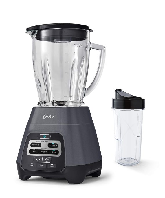 Oster Master Series Blender with Texture Select Settings, Blend-N-Go Cup and Glass Jar, Grey