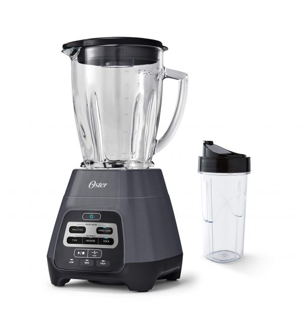 Oster Master Series Blender with Texture Select Settings, Blend-N-Go Cup and Glass Jar, Grey