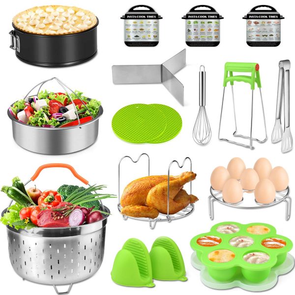 Accessories for Instant Pot 5,6,8 Qt,PECHAM Pressure Cooker Accessories Set Including 2 Steamer Baskets/Springform Pan/Stackable Egg Steamer Rack/Egg Bites Mold/Kitchen Tongs Etc,Best Gift Idea