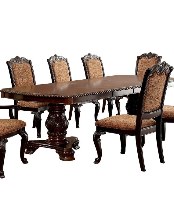 HOMES: Inside + Out ioHOMES Ferrara 9 Piece Elegant Dining Set, Brown Cherry