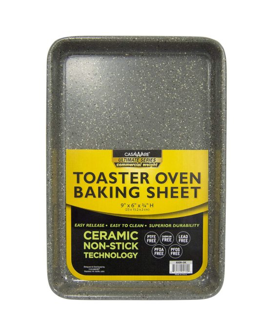casaWare 9 x 6 x 0.75-Inch Toaster Oven Ultimate Series Commercial Weight Ceramic Non-Stick Coating Baking Pan (Silver Granite)