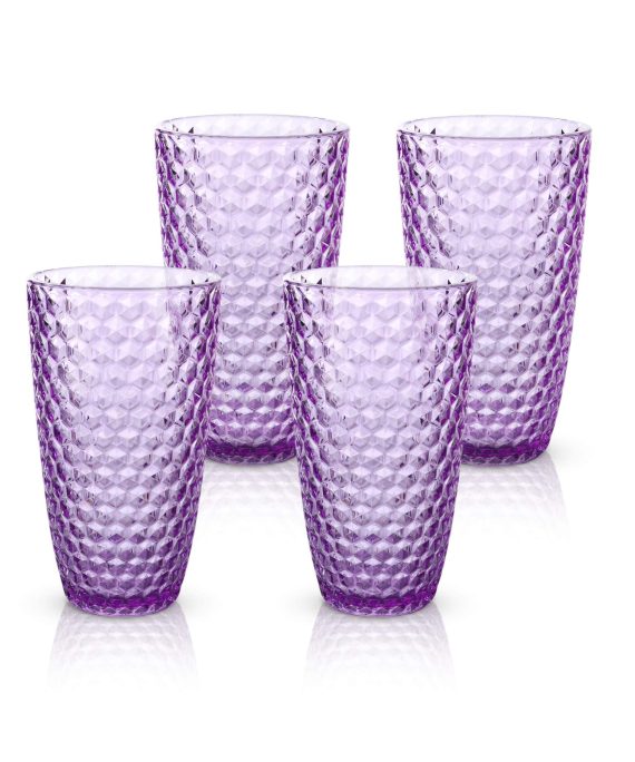 BELLAFORTE - Laguna Beach Tall Tumbler Purple - 19oz, Set of 4, Shatterproof Tritan Drinking Glasses - Dishwasher Safe Plastic Tumblers - Unbreakable Glassware for indoor and Outdoor Use, BPA Free