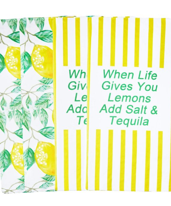 AllesCosy Towels Lemon Kitchen Towels Dish Towel Tea Towel Hand Towel for Kitchen Dish Cloths 12x23.5 Inch 100% for Drying Dishes Cotton Lemon Tree Absorbent 4 Pack