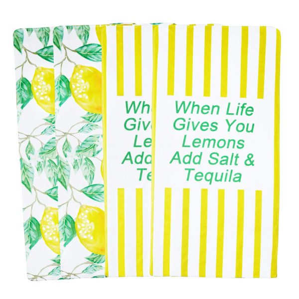 AllesCosy Towels Lemon Kitchen Towels Dish Towel Tea Towel Hand Towel for Kitchen Dish Cloths 12x23.5 Inch 100% for Drying Dishes Cotton Lemon Tree Absorbent 4 Pack