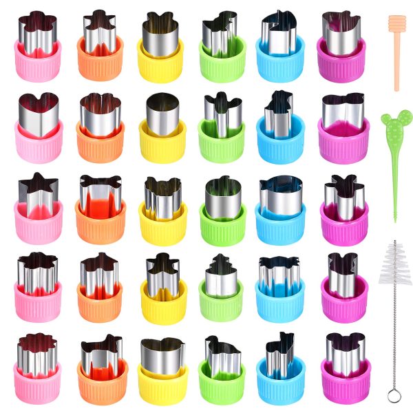 30pcs Vegetable Cutter Shapes Set, Mini Pie, Fruit and Cookie Stamps Mold, Cookie Cutter Decorative Food for Kids Baking and Food Supplement Tools Accessories Crafts for Kitchen