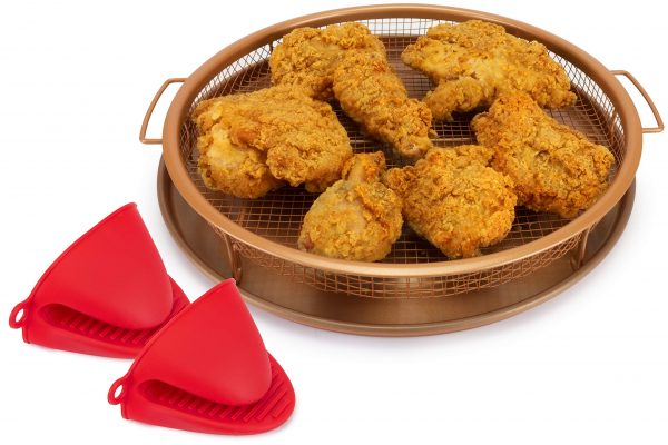 EaZy MealZ Round Crisper Basket & Baking Pan Set Basket, Copper