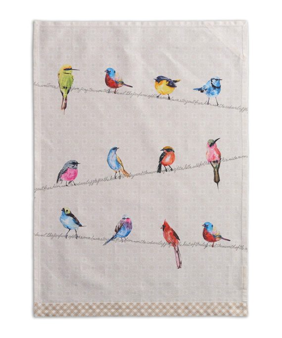 Maison d' Hermine Birdies On Wire 100% Cotton Set of 2 Multi-Purpose Kitchen Towel Soft Absorbent Dish Towels | Tea Towels | Bar Towels (20 Inch by 27.50 Inch)