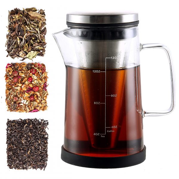 Hot Brew Coffee Maker/Tea Infuser Pitcher - Glass Coffee Tea Brewer Makes the Perfect Cup of Coffee or Tea. 12oz With a Cone Filter to Perfectly Brew Hot Beverages