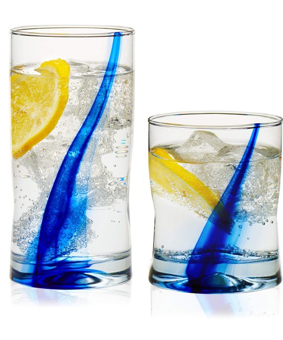 Libbey Blue Ribbon Impressions 16-Piece Tumbler and Rocks Glass Set