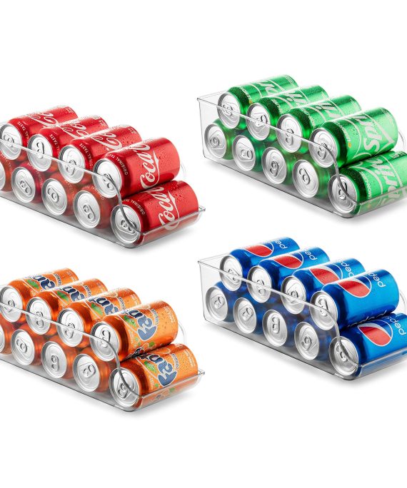 Set of 4 Refrigerator Organizer Bins Pop Soda Can Dispenser