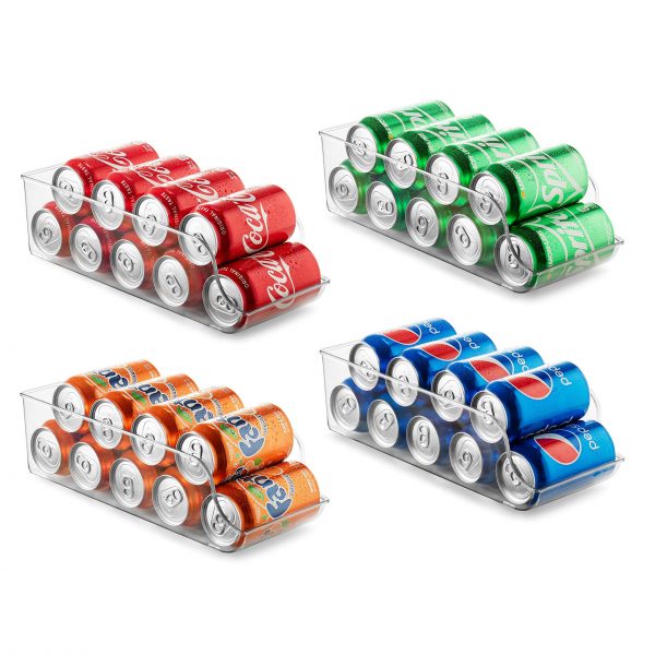 Set of 4 Refrigerator Organizer Bins Pop Soda Can Dispenser