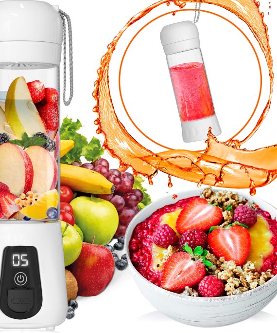 Portable Blender Lacomri – Powerful Crusher for Frozen Fruits and Veggies – Travel Blender – Cordless Blender – Portable Blender USB Rechargeable – Personal Blender – Mini Blender with Stainless-Steel Blades – Ideal for Healthy Juices and Smoothies
