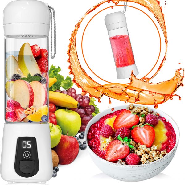 Portable Blender Lacomri – Powerful Crusher for Frozen Fruits and Veggies – Travel Blender – Cordless Blender – Portable Blender USB Rechargeable – Personal Blender – Mini Blender with Stainless-Steel Blades – Ideal for Healthy Juices and Smoothies