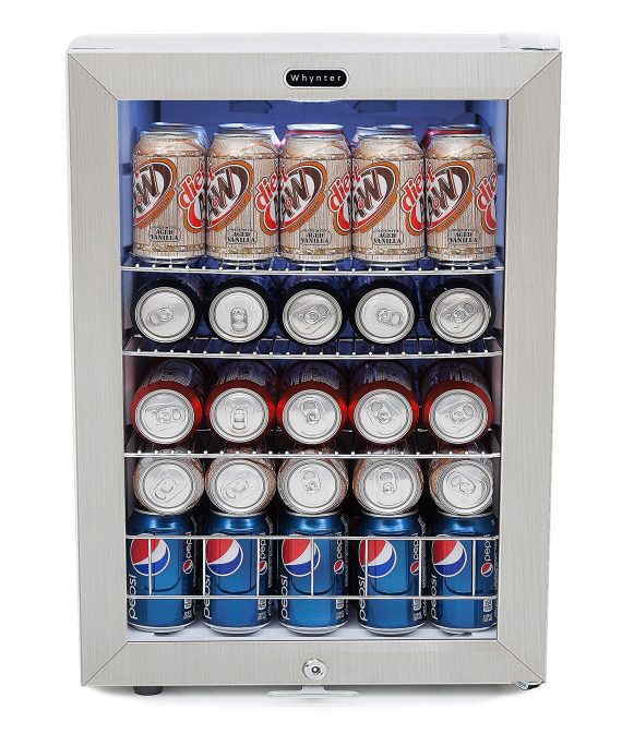 Whynter BR-091WS, 90 Can Capacity Stainless Steel Beverage Refrigerator with Lock, White