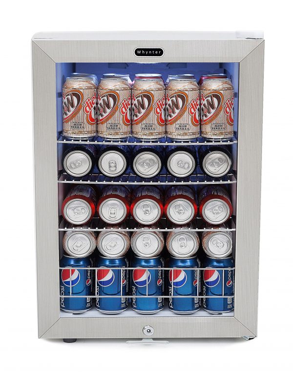 Whynter BR-091WS, 90 Can Capacity Stainless Steel Beverage Refrigerator with Lock, White