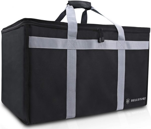BELLEFORD Insulated Food Delivery Bag XXL - 23x14x15" Waterproof Grocery Storage [Warm & Cool] - Buffet Server, Warming Tray, Lunch Container Store - Pizza Box, Chafing Dish & Casserole Carrying Case
