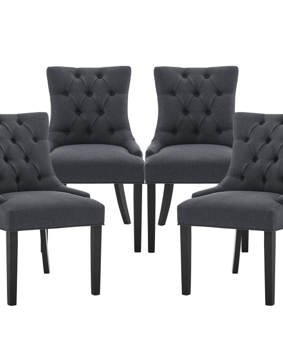 Table Chair Set of 4 Dinning Room Chairs Kitchen Side Chair Modern Elegant Button-Tufted Fabric Chairs with Nailhead Trim Solid Wood Frame Tufted Back (4, Dark Gray)