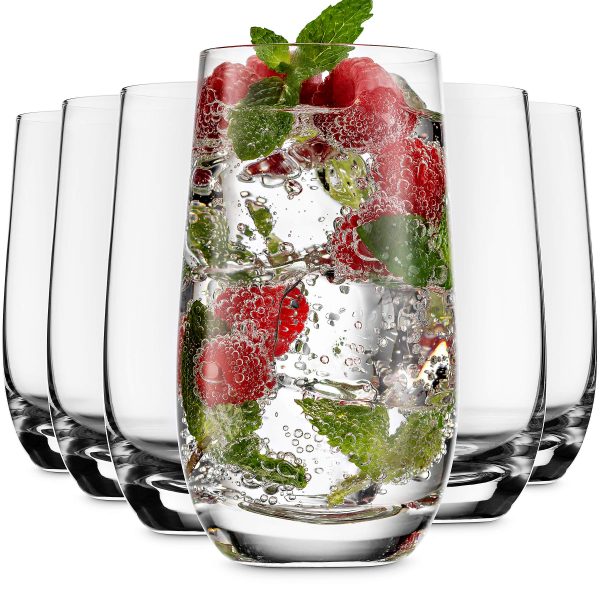 MITBAK 13 - OZ Highball Glasses (Set of 6) | Drinking Glasses Tumblers for Mixed Drinks, Water, Juice, beer, cocktail | Glassware Set, Excellent Gift | Glass cups Made In Slovakia