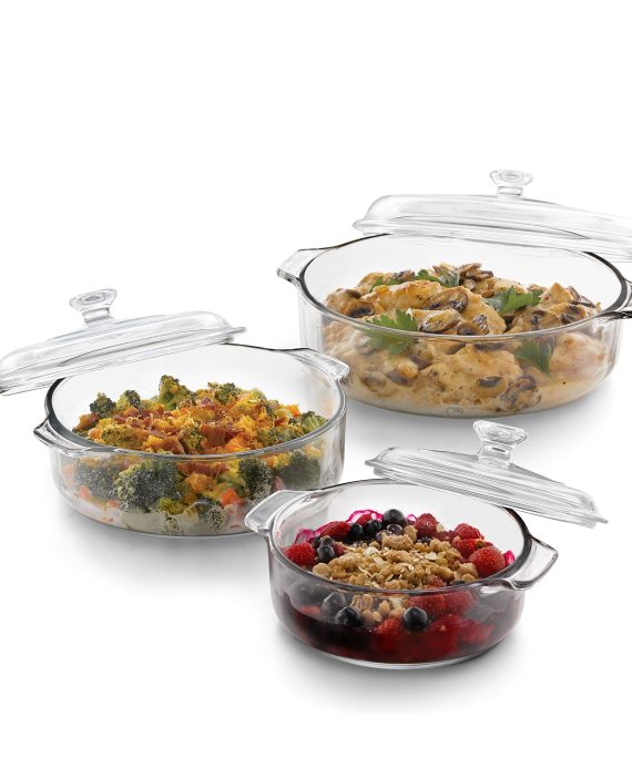 Libbey Baker's Basics 3-Piece Glass Casserole Baking Dish Set with Glass Covers
