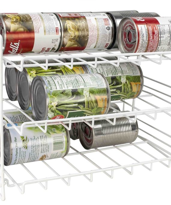Home Basics Can Rack Organizer Food Storage Canned Food Soda Can Dispenser for Cabinet or Refrigerator White