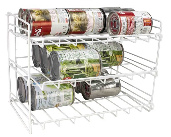Home Basics Can Rack Organizer Food Storage Canned Food Soda Can Dispenser for Cabinet or Refrigerator White