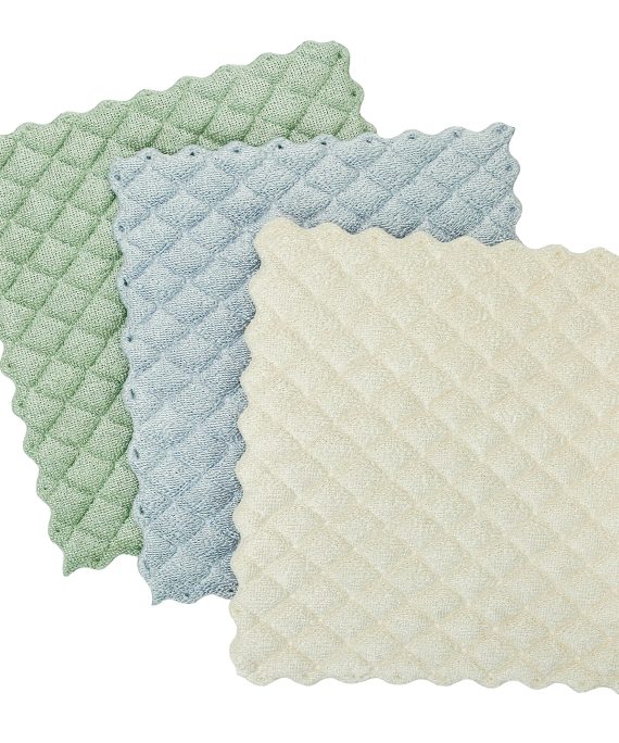 Envision Home Kitchen Dish Cleaning Cloths, 3 Pack, Sage, Blue, Cream