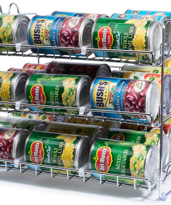 Stackable Can Rack Organizer, Storage for 36 cans - Great for the Pantry Shelf, Kitchen Cabinet or Counter-top. Stack Another Set on Top to Double Your Storage Capacity. (Chrome Finish)