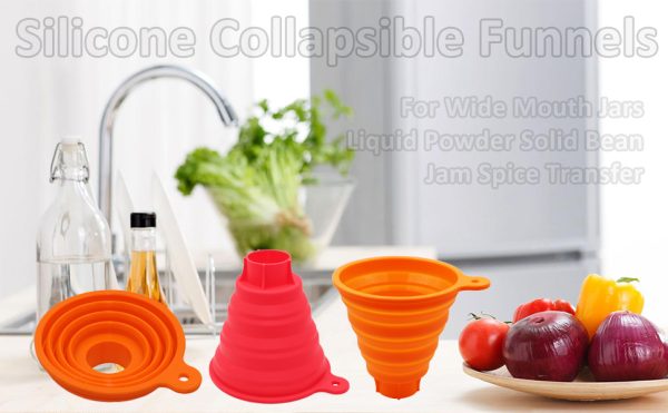 Silicone Collapsible Funnel for Jars, 2 Pack Large Kitchen Funnels - Image 7