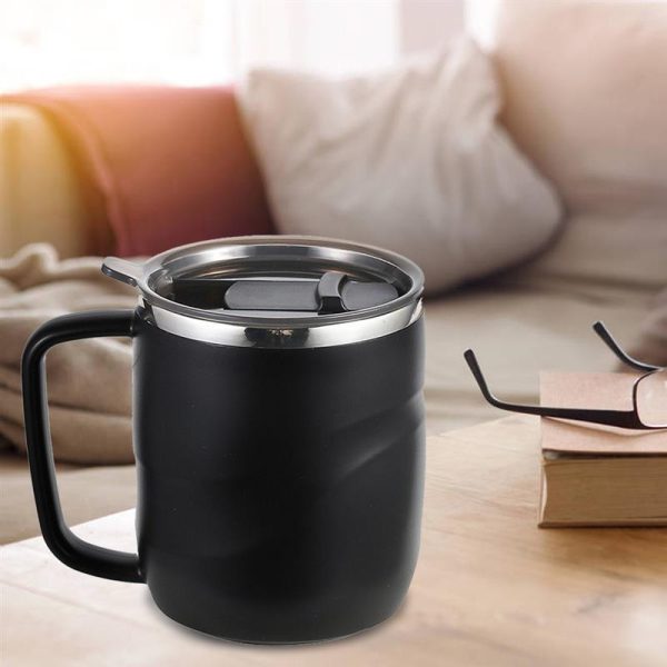 Black Stainless Coffee Mug With Sliding Lid - Image 2